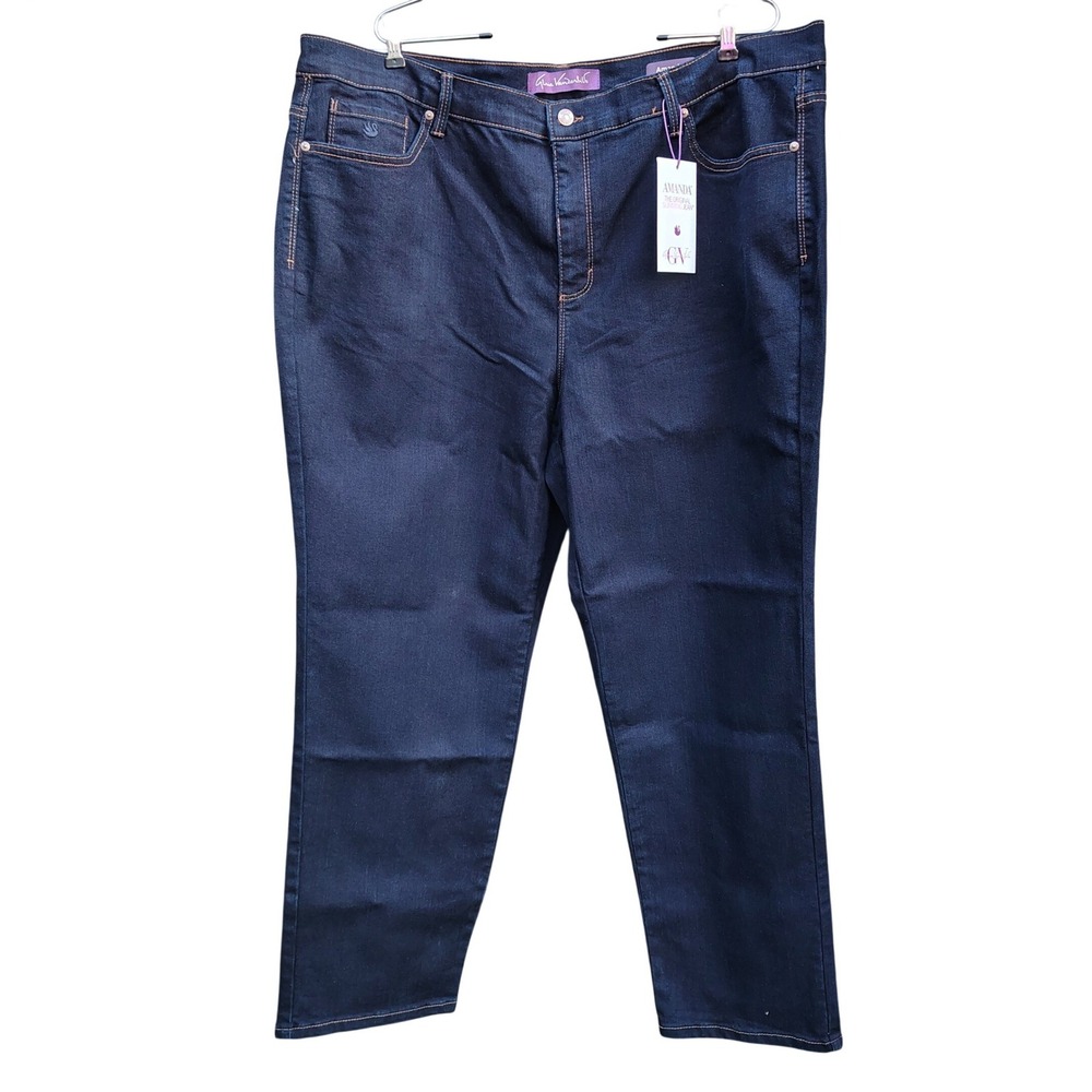 Gloria Vanderbilt Amanda Jeans Women 20W Dark Blue Tapered High Rise Stretch NEW